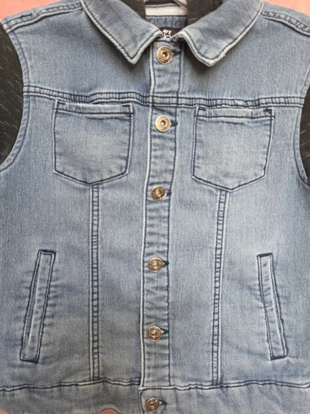 Art Class Kids Denim Jacket With Knit Sleeves & Hood M 8/10 - Picture 8 of 12